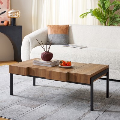 Transitional Alexander 43'' Black/Brown Wood & Metal Coffee Table