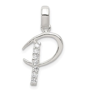 Black Bow Jewelry Sterling Silver and CZ, Lauren Collection, Initial P Pendant - 1 of 4