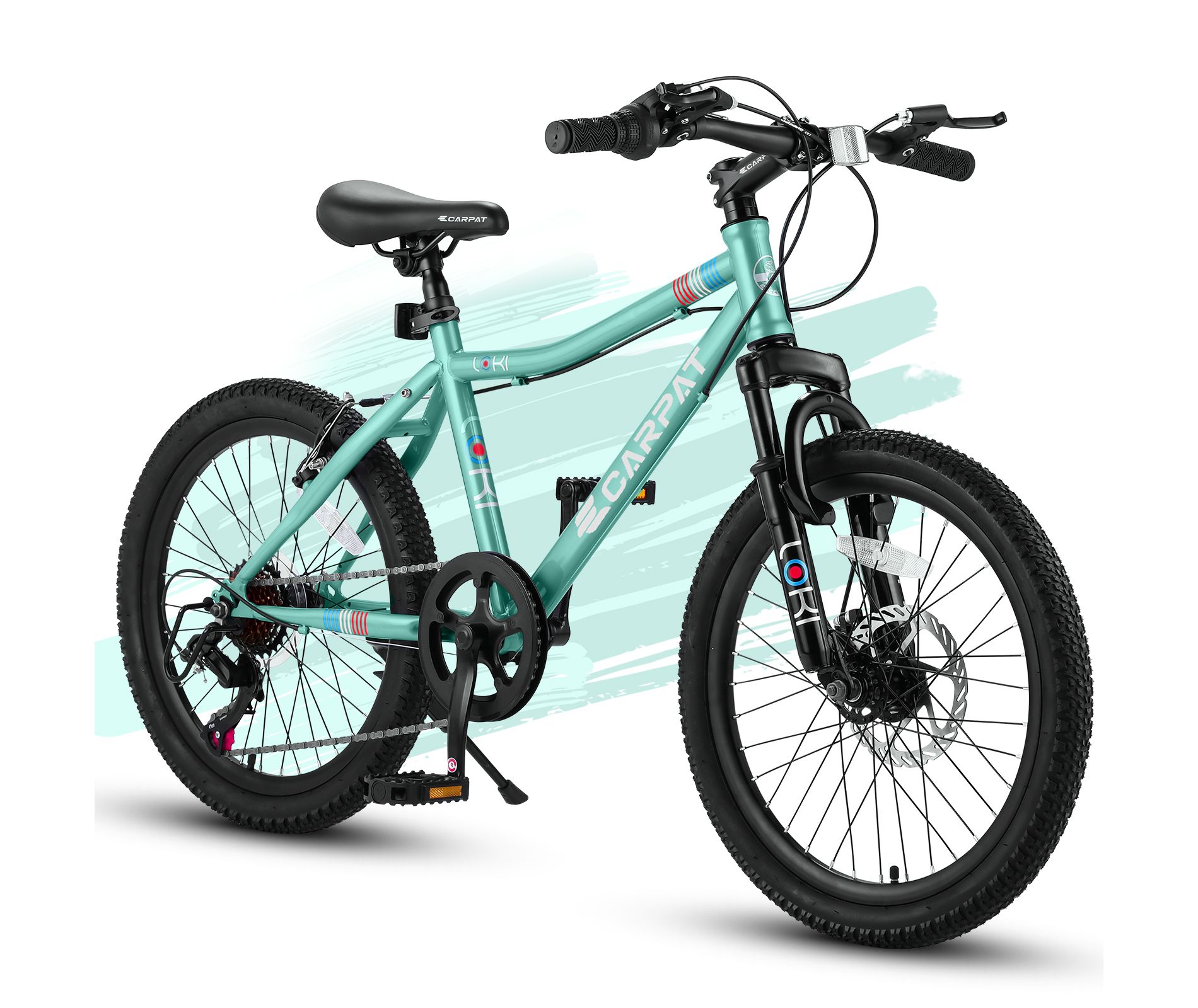 KTMBDW 20 Inch Kids' Bike, Teenager Bicycles with Front Suspension Disc Brake Rear V-Brake, High Steel Frame, Mountain Bike for Age 6-12 Years, Green