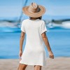 Women's Ivory/Khaki/Green/Blue Notched Neck Short Sleeve Cover-Up Dress - Cupshe - 3 of 4