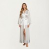 Anna-Kaci Lounge Women's Long Satin Robe with Belted Waist and Wide Sleeves - 2 of 4