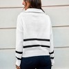 Women's White Collared Nautical Stripes Half Zip Sweater - Cupshe - 4 of 4