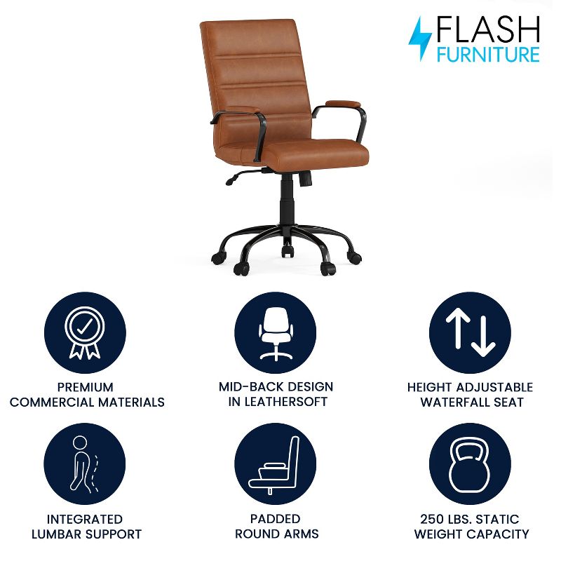 Flash Furniture Mid-Back Executive Swivel Office Chair with Metal Frame and Arms, 3 of 25