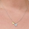 GILDED 1/10 Ctw Lab Grown Diamond Charm Pendants Necklace in 925 Sterling Silver & 14KT Gold Plated - Butterfly, Heart Lock & Key, Paw - 18" Chain - 3 of 4