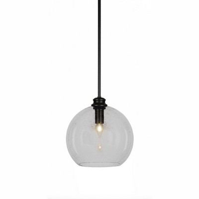 Toltec Lighting Kimbro 1 - Light Pendant in  Matte Black with 11.75" Clear Bubble Shade