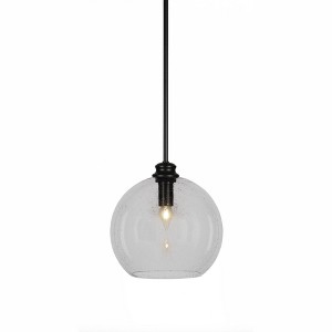 Toltec Lighting Kimbro 1 - Light Pendant in  Matte Black with 11.75" Clear Bubble Shade - 1 of 1