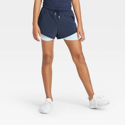girls navy running shorts