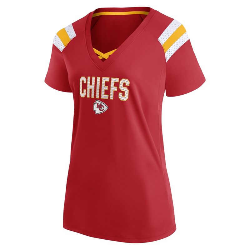 NFL Kansas City Chiefs Women&#39;s Authentic Mesh Short Sleeve Lace Up V-Neck Fashion Jersey, 2 of 4