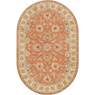 Mark & Day Paris 6'x9' Oval Tufted Indoor Area Rugs Burnt Orange: Wool Medallion, Stain-Resistant, Traditional Style