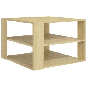 vidaXL Engineered Wood Coffee Table with Storage Shelf, Sonoma Oak Finish, Modern Scandinavian Style, Square Design, 23.6"x23.6"x15.7" - 1 of 4