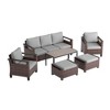Sonkuki 6 Pieces Patio Sofa & Ottomans & Chair & Coffee Table Set, Conversation Couch with Sand Cushion - 2 of 4