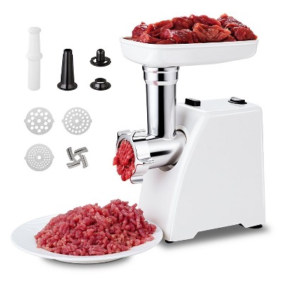 3-in-1 Meat Grinder Includes 3 plates (3/5/7mm), sausage kit & Kubbe, Crush 3lbs/min, One-touch Control, Reverse function, 300-2800W Meat Slicer