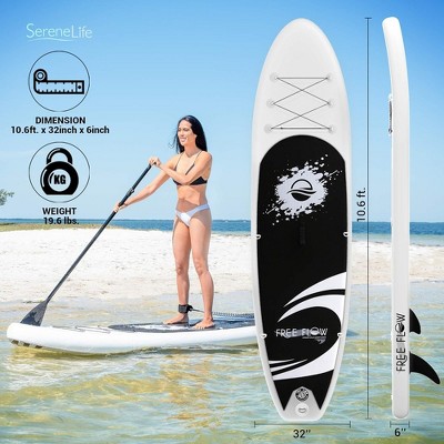 SereneLife 10' Gray and Black Inflatable Stand-Up Paddle Board