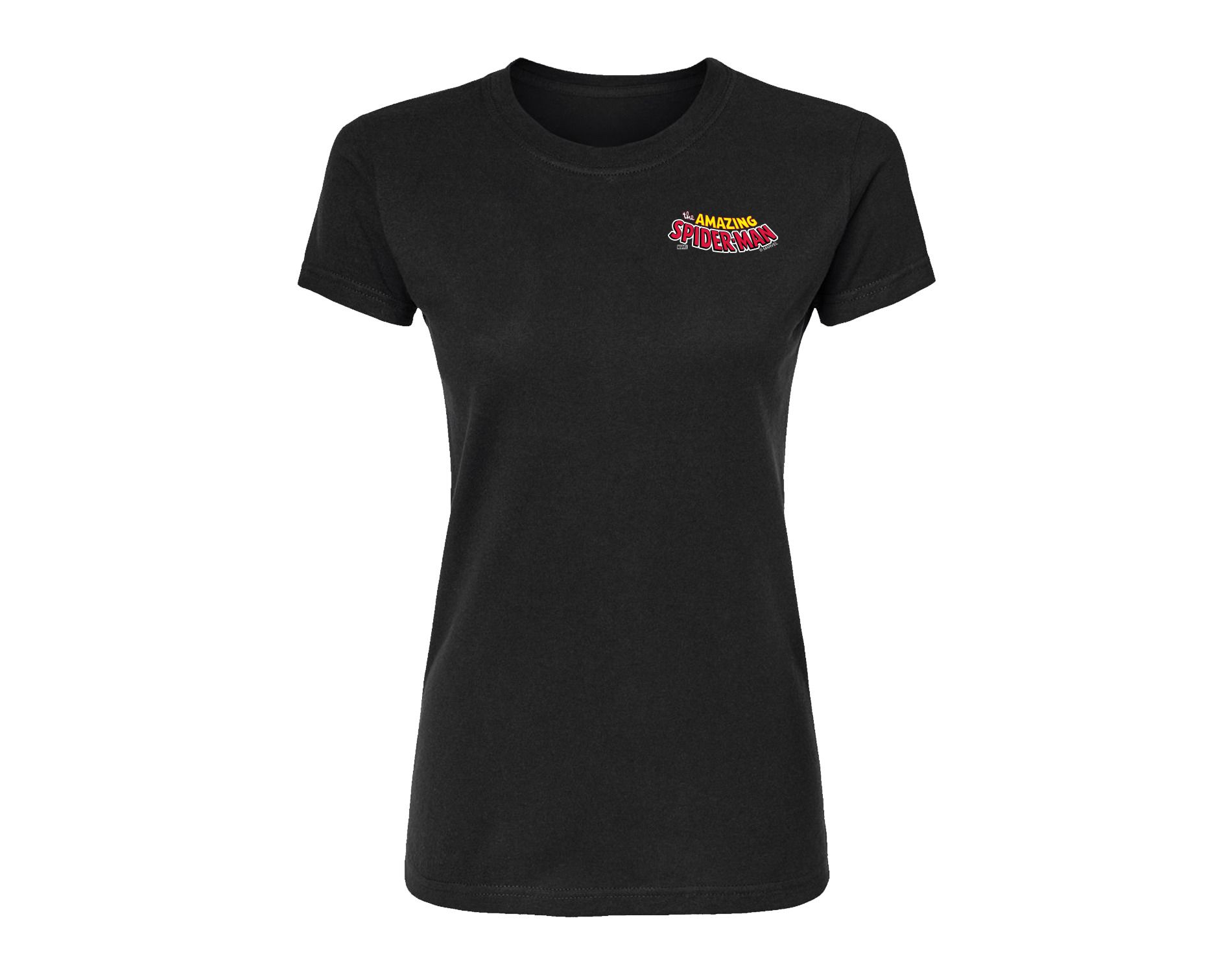 Women's Marvel Spiderman Editorial Logo Fitted Graphic T-Shirt - Black - X-Large