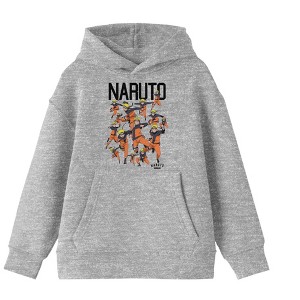 Naruto Squad Art Youth Heather Gray Hoodie - 1 of 2