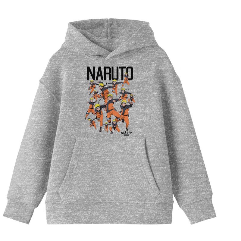 Naruto Squad Art Youth Heather Gray Hoodie, 1 of 3