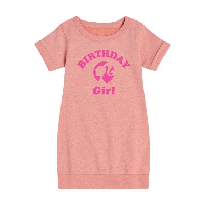 - Barbie - Birthday Girl Graphic Short Sleeve Fleece Dress