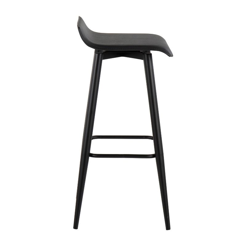 Set of 2 Ale Faux Leather/Steel Barstool Black - LumiSource, 4 of 12