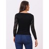 Allegra K Women's Lace Sweetheart Neck Long Sleeves Elegant Blouse - 3 of 4
