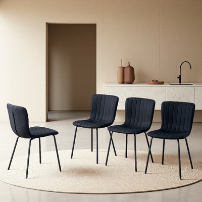 FURNIinspire Dining Chairs A Pack Of 4 Luxury Dining Chairs For Dining Room, Metal Legs Dining Chairs With PU Cushion, Black, 20"*16"*31"