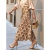 High Low Hem Flowy Skirt Brown Abstract Circles & Slit Design - 4 of 4