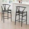 MAYEERTY Black Fully Assembled Wishbone Weave Bar stool for Kitchen Island, Modern & Sturdy - 2 of 4