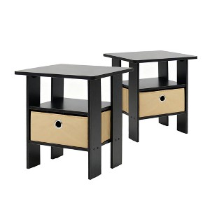 HOMLUX Set of 2 End Table Nightstand with Bin Drawer, Multiple Color Options - 1 of 4