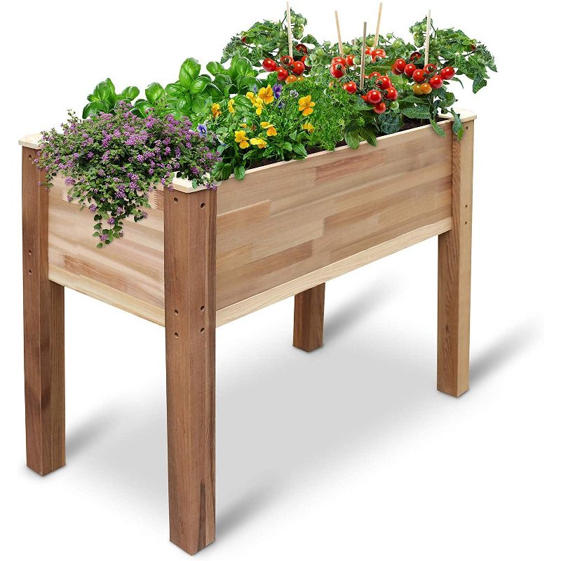 Jumbl Cedar Wood Raised Garden Bed & Herb Planter Box, 34" x 18" x 30", 1 of 6