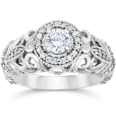 Pompeii3 3/4ct Vintage Diamond Engagement Ring 14K White Gold