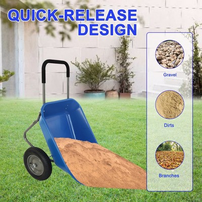 Vynxaria Two-Wheeled Garden Trolley - Lightweight & Durable Wheelbarrow with 15" Pneumatic Wheels