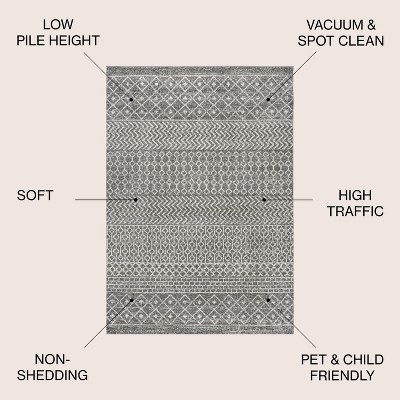 Gray Geometric Flat Woven Reversible 4' x 6' Synthetic Rug