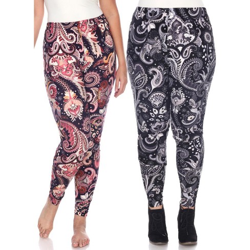 Women's One Size Fits Most Printed Leggings Purple/fuchsia Paisley One Size  Fits Most - White Mark : Target