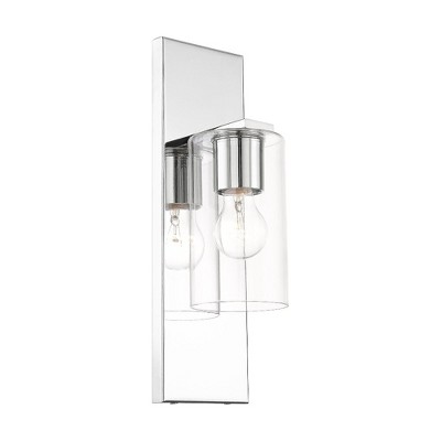 Polished Chrome and Clear Glass Wall Sconce