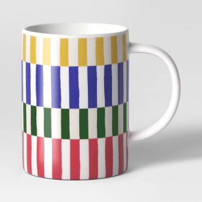 15oz Rectangle Checks Ceramic Mug - Room Essentials™: Multicolor Coffee Mug, Microwave & Dishwasher Safe Drinkware
