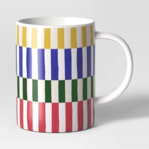 15oz Rectangle Checks Ceramic Mug - Room Essentials™: Multicolor Coffee Mug, Microwave & Dishwasher Safe Drinkware - 1 of 3