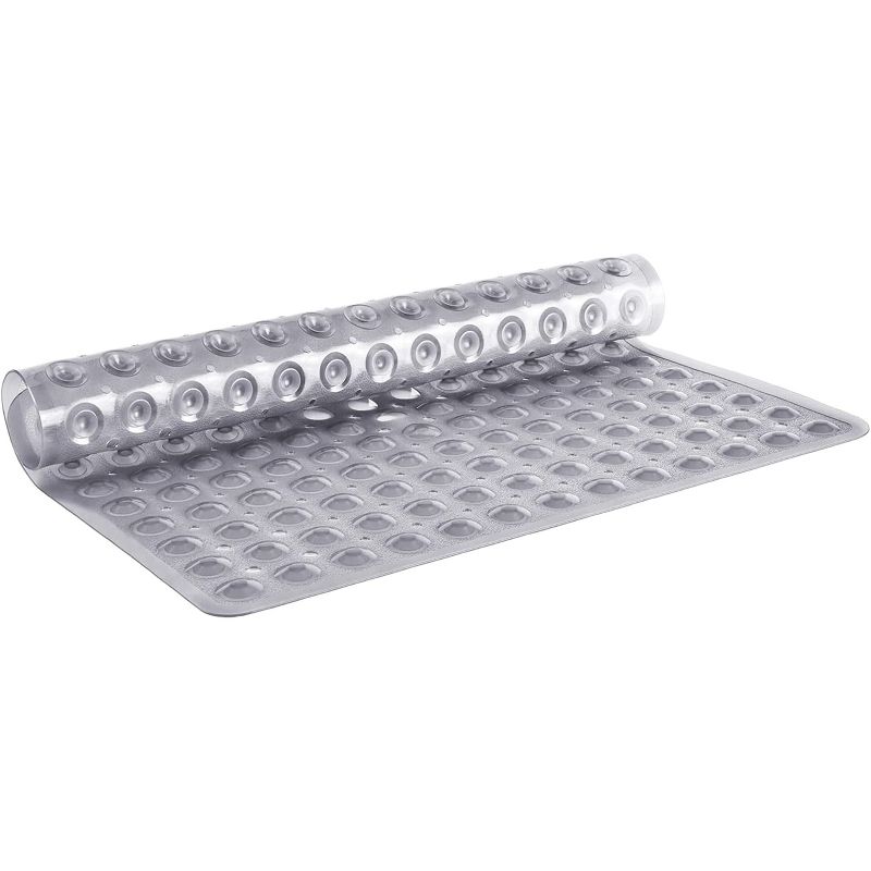 Tranquil Beauty 21" x 21" Clear Gray Square Non-Slip Shower and Bath Mats with Suction Cups Ideal for Kids & Elderly, 1 of 5