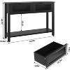 Modern Wood Console Table with 2 Glass Drawers – 2-Tier Entryway Table with Storage Shelf, Foyer & Living Room Sofa Table - 3 of 4