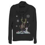 Junior's Frozen Christmas Sweater Friends Cowl Neck Sweatshirt