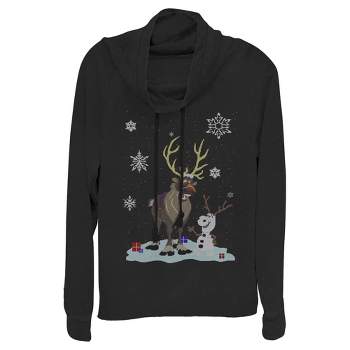 Juniors Womens Frozen Christmas Sweater Friends Cowl Neck Sweatshirt