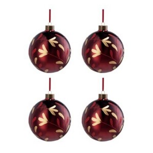SEVOBAL Tree Ornaments 4PCS Set 4.7" Christmas Glass Ball Ornaments Hanging Tree Decorations Party Decor Xmas Tree Decorations, Red, 4.7"*4.7"*4.7" - 1 of 4