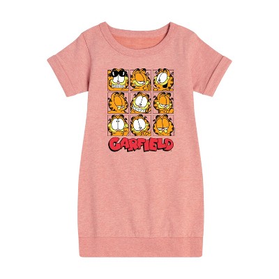 - Garfield - Faces Grid Graphic Short Sleeve Fleece Dress