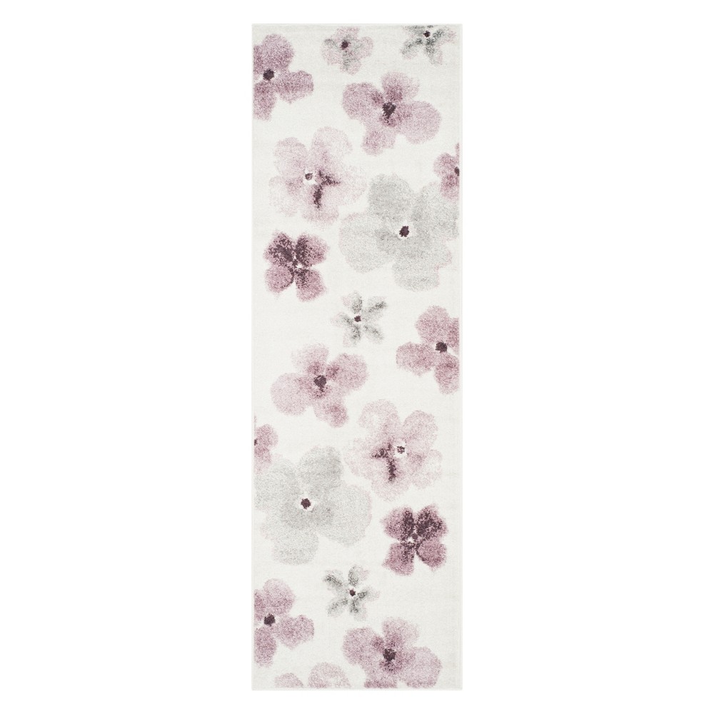 2'6inx8' Floral Loomed Runner Ivory/Purple - Safavieh