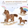Whisen Baby Rocking Horse, Baby Rocking Chair, Plush Animal Rocker with Sound, Wooden Base for Baby - Brown - 2 of 4