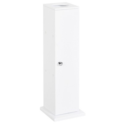 HOMCOM Small Bathroom Corner Floor Cabinet with Doors and Shelves Thin Toilet Paper Storage Bathroom Organizer for Paper Shampoo - White