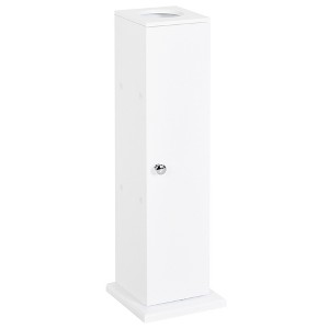 Vynxaria Toilet Paper Cabinet, Small Corner Floor Cabinet with Doors and Shelves, Slim Bathroom Organizer for Paper and Shampoo, White. - 1 of 4