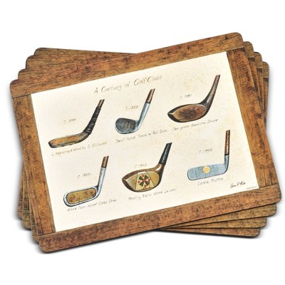 Pimpernel A History of Golf Placemats, Set of 4 (15.7” x 11.7”), Cork Backing, Golf-Themed Design, Great for Golf Lovers