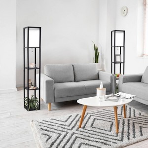 Simple Designs (Set of 2) 62.5" Three Shelf Etagere Organizer Storage Floor Lamps - 1 of 4
