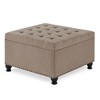 30"L (2.5ft) Square Storage Ottoman Bench, Upholstered Tufted Button Storage Bench With Nails Trim, Storage Toy Box Footrest Bench,linen - 2 of 4