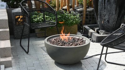 Nantucket Gray Round Concrete Gas Fire Pit Table