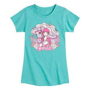 Girls' - Barbie - Horse Flowers Fitted Short Sleeve Graphic T-Shirt - 1 of 3